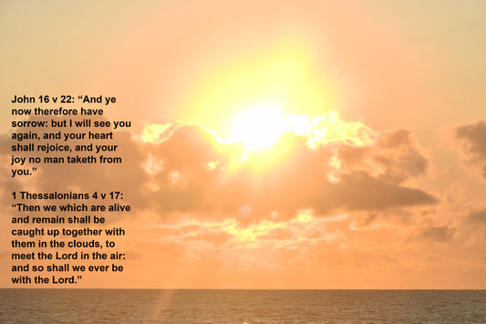 John 16 v 22. 1 Thessalonians 4 v 17.