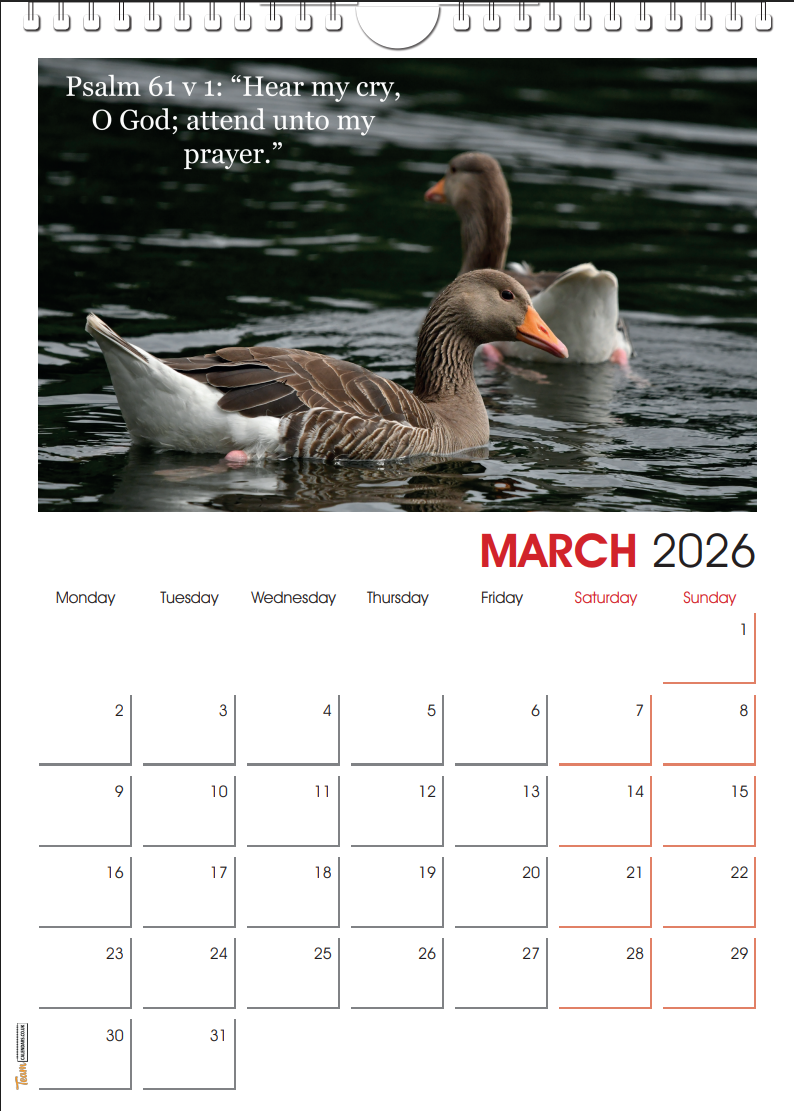 2026 Calendar with Bible verses