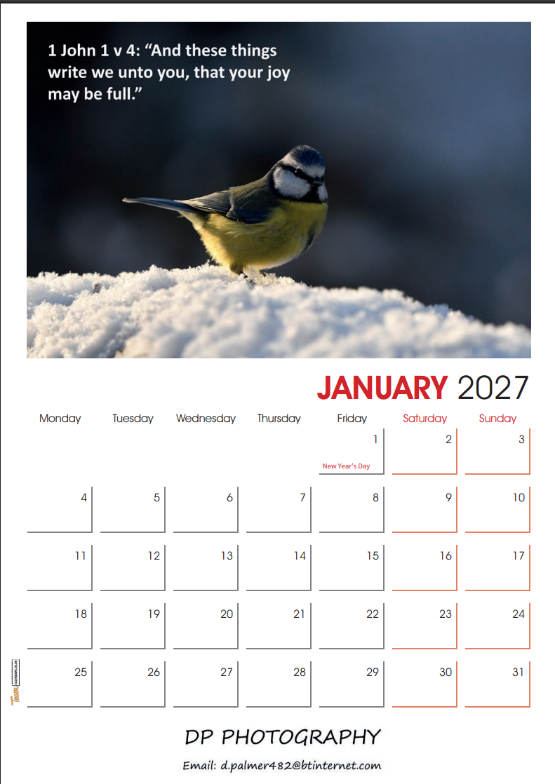 Bible Text Calendar 2027