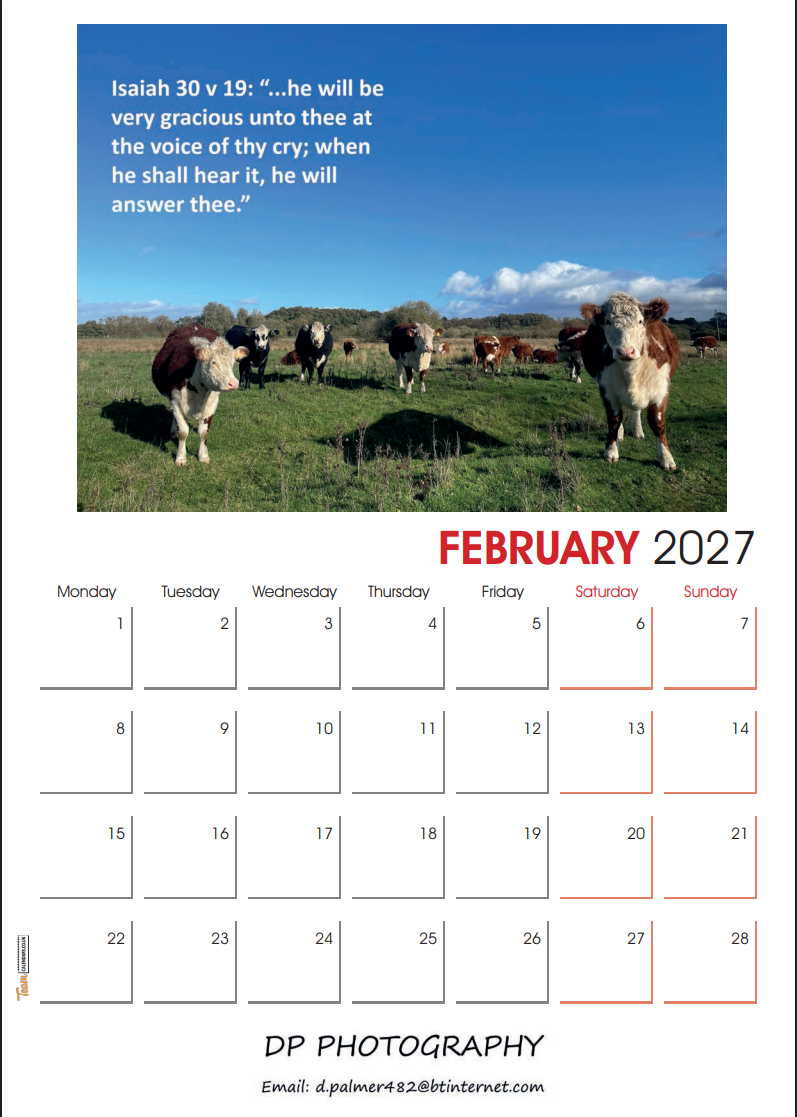 Bible Text Calendar 2027