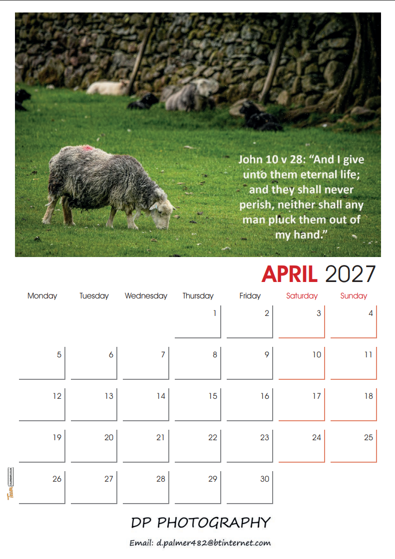 Bible Text Calendar 2027