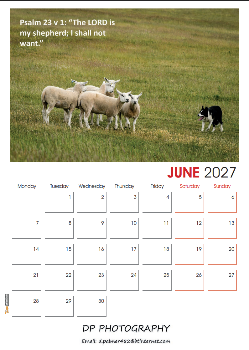 Bible Text Calendar 2027