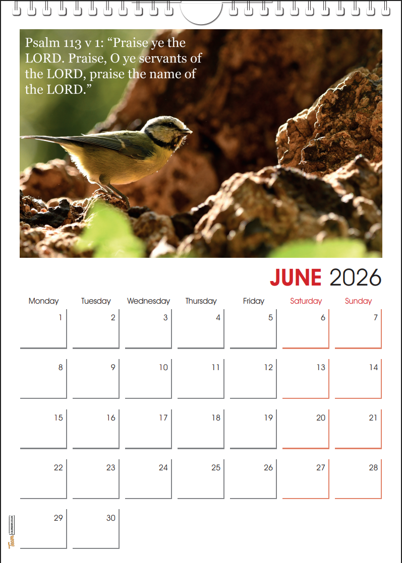 2026 Calendar with Bible verses