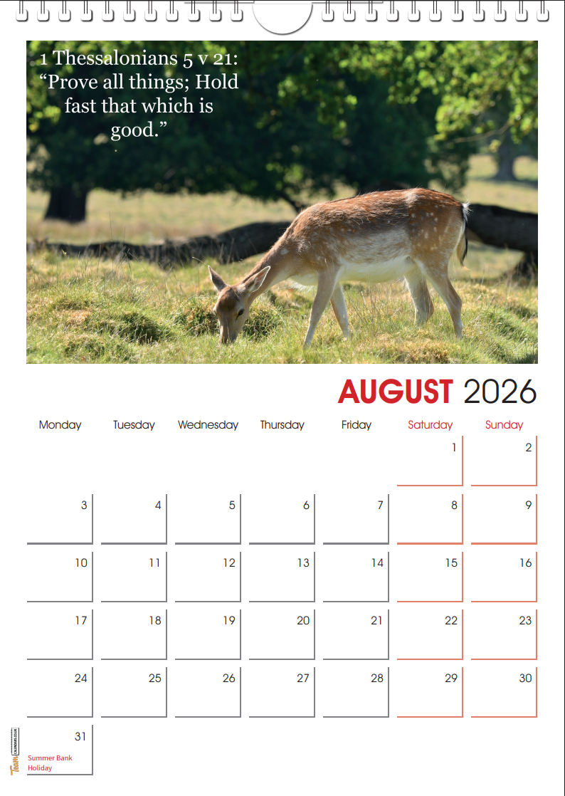 2026 Calendar with Bible verses