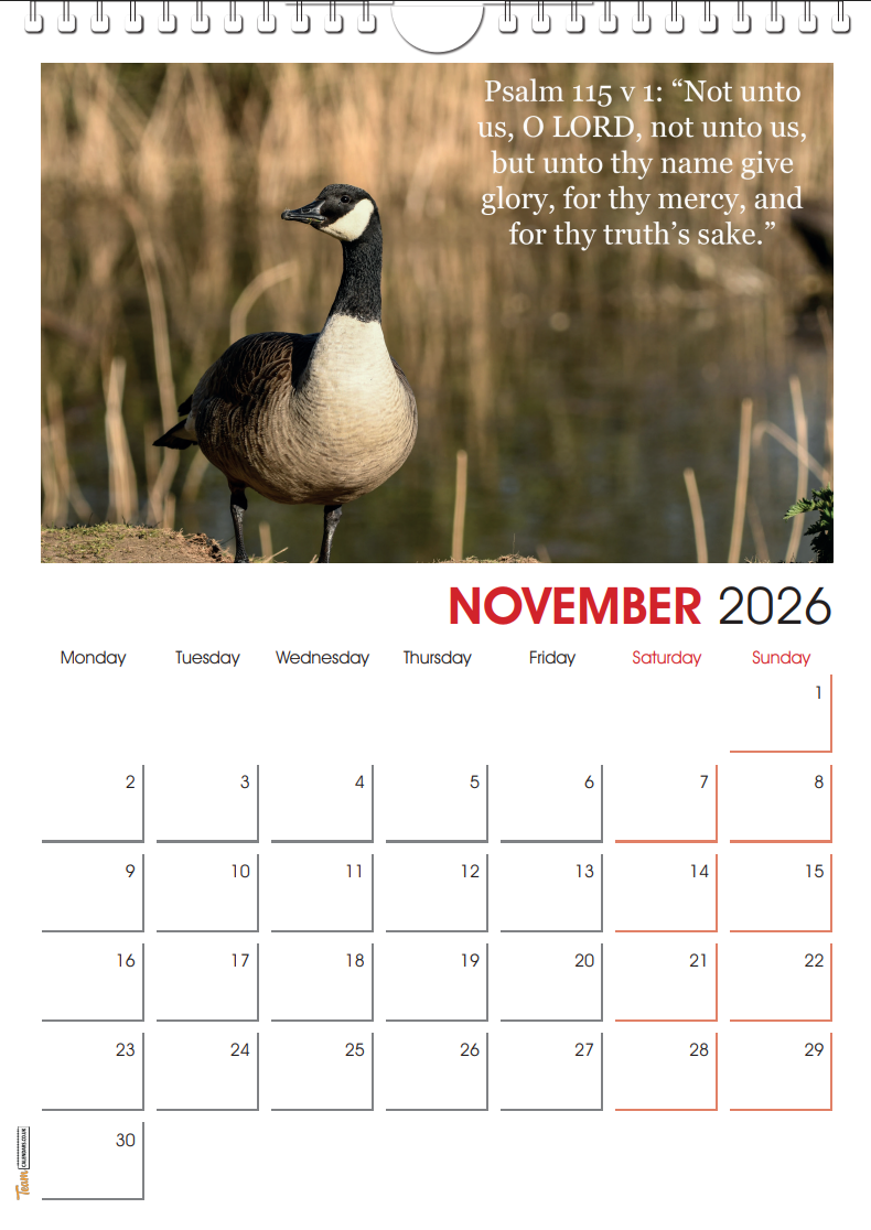 2026 Calendar with Bible verses