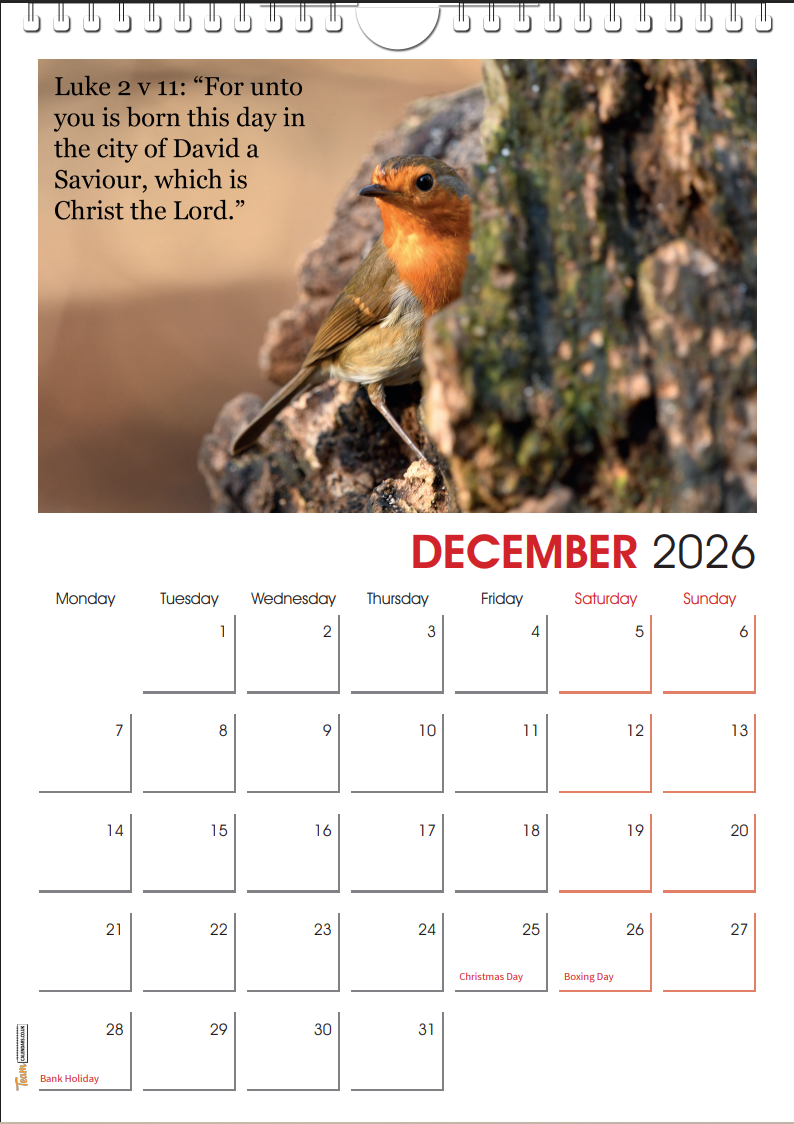 2026 Calendar with Bible verses