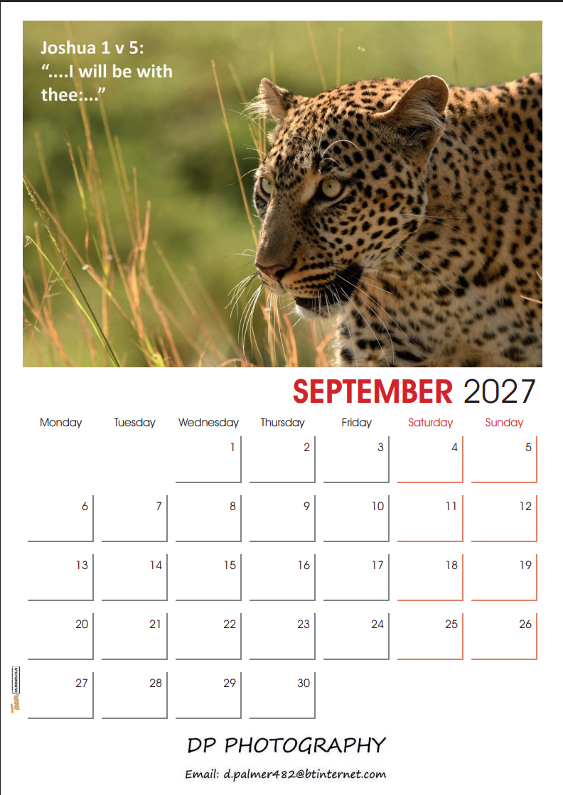 Bible Text Calendar 2027